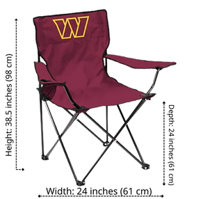 Football Team Logo Quad Folding Chair with Cup Holder & Carry Bag