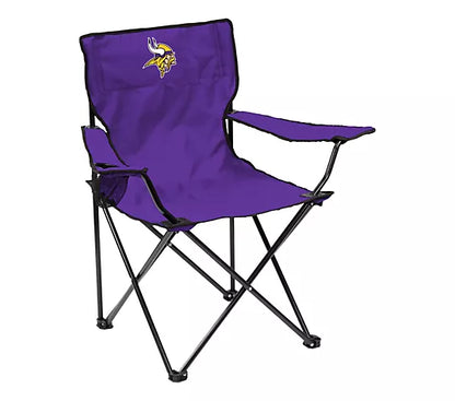 Football Team Logo Quad Folding Chair with Cup Holder & Carry Bag