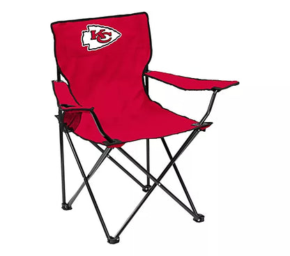 Football Team Logo Quad Folding Chair with Cup Holder & Carry Bag